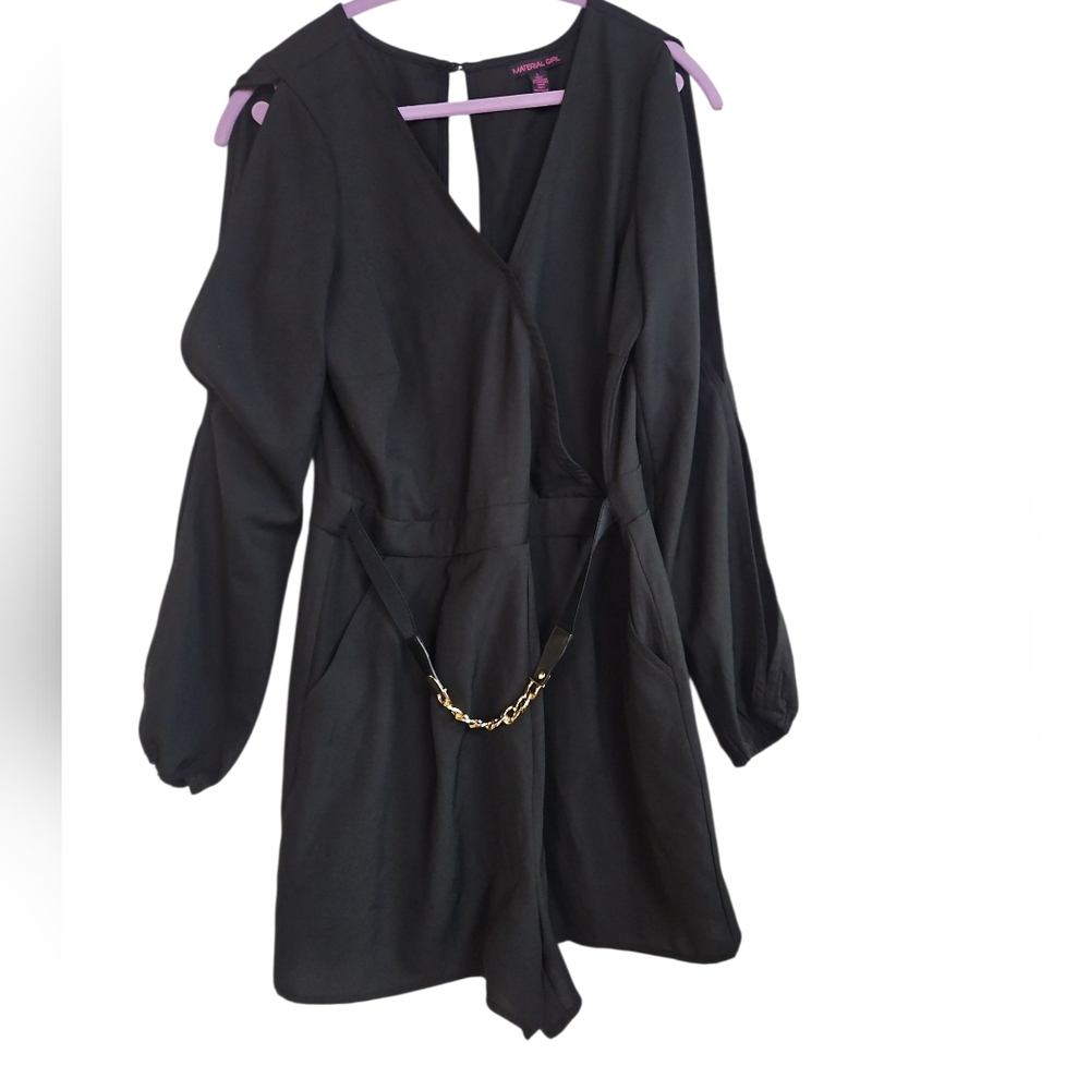 Material Girl Black Jumpsuit with Gold Chain Detail